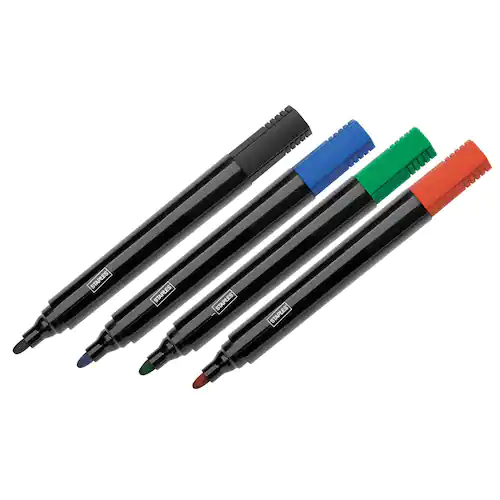 Staples Märkpenna DuraMark™ permanent, 1,5–3 mm olika färger (blå, svart, röd, grön)