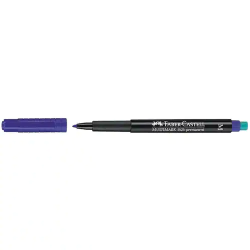 Faber-Castell Märkpenna Permanent MULTIMARK med integrerat suddgummi, linjebredd M 1 mm, blå