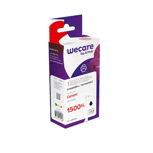 Wecare Återanvänd bläckpatron kompatibel med CANON PGI-1500 XLBK, PGI-1500XL B, svart singelpack