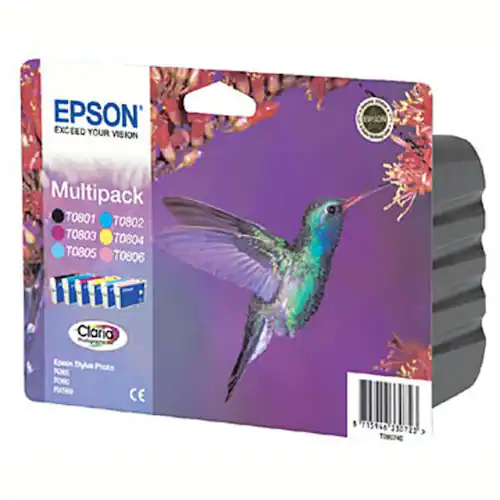Epson Bläckpatron T0807, svart, cyan, ljus cyan, magenta, ljus magenta, gul, flerpack
