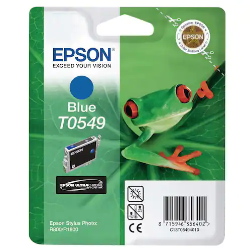 Epson Bläckpatron, T0549, C13T05494010, Frog, ULTRACHROME, blå, singelförpackning