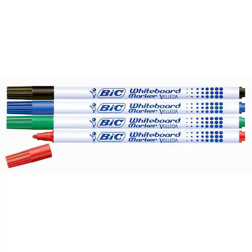 BIC® Whiteboardpenna Velleda® 1721, tunn spets, 1,6 mm linjebredd, olika färger: Svart, röd, blå, grön