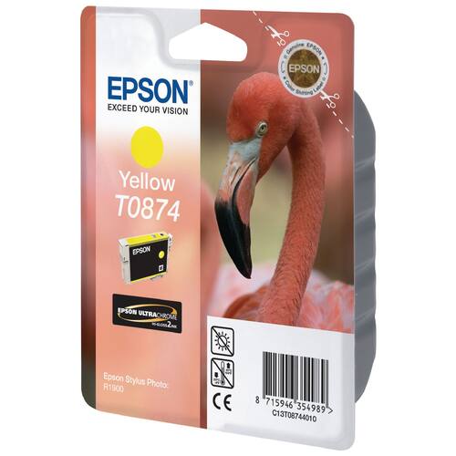 Epson Bläckpatron, Flamingo, T0874, Ultra Chrome HI Gloss 2, gul, singelförpackning, C13T08744010
