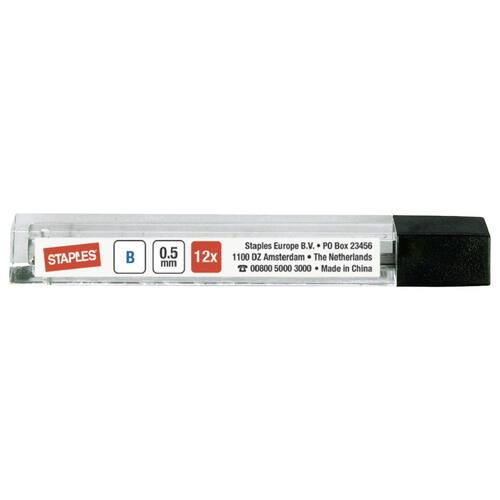 Staples Stift till mekanisk stiftpenna, polymer, 0,5 mm B-stift