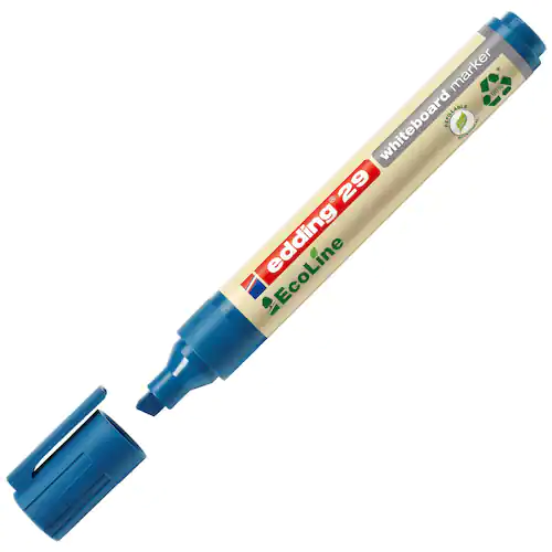 edding Whiteboardpenna, 29 EcoLine, snedskuren spets, 1–5 mm linjebredd, blå