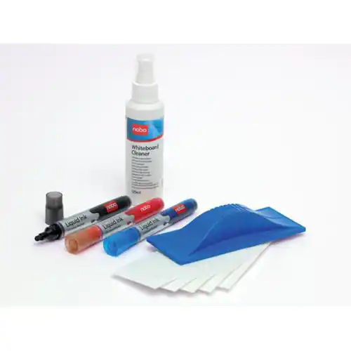Nobo Startpaket för whiteboardtavlor, 3 whiteboardpennor, 1 tavelsudd inkl refill, 125 ml rengöringsspray