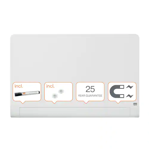 Nobo Whiteboard, Glastavla i widescreenformat, väggmonterad, magnetisk glasyta, 57'', svart