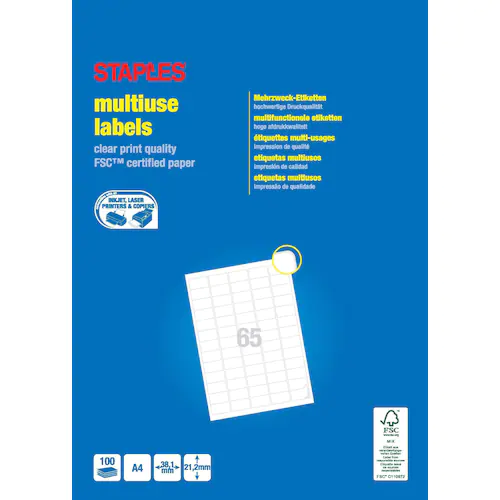 Staples Etikett 38x21,2mm rund