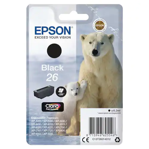Epson Bläckpatron C13T26014012 Svart