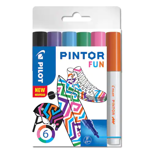 Pilot Märkpenna Pintor Fine spets, 1,0 mm, 6 Färger Fun Mix