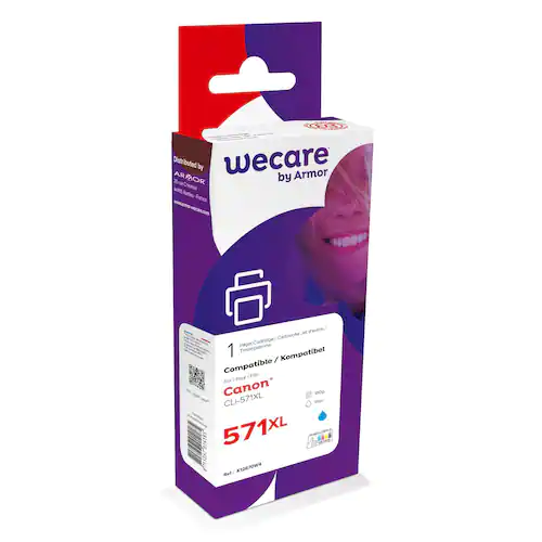 Wecare Återanvänd bläckpatron kompatibel med CANON CLi-571XL C, 0332C001, Cyan singelpack