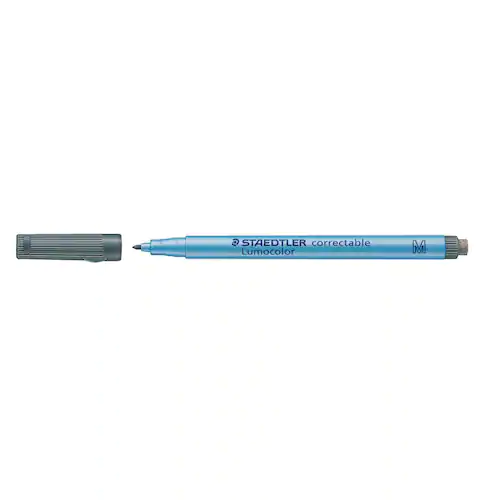 STAEDTLER Lumocolor Lumocolor® Correctable 305M-9, icke-permanent avtorkningsbar penna, vattenlösligt bläck, 1 mm, påfyllningsbar, svart