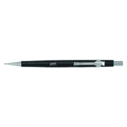 Staples Stiftpenna, Pro, 0,5 mm HB-stift, pennkropp med greppzon, svart