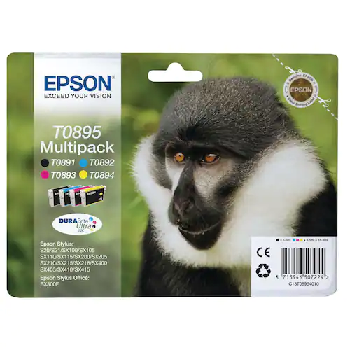 Epson Bläckpatron T0895, svart, cyan, magenta, gul, multiförpackning