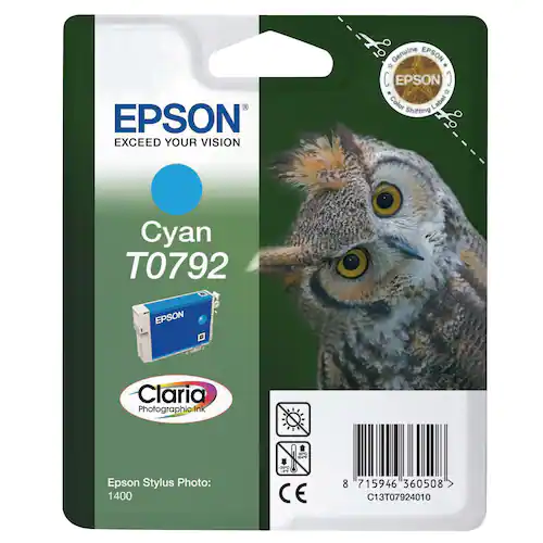 Epson Bläckpatron, T0792, C13T07924010, Owl, Claria Photographic, cyan, singelförpackning