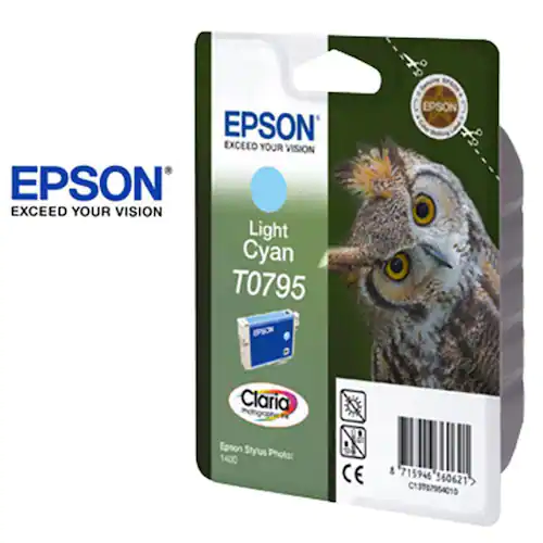 Epson Bläckpatron, T0795, C13T07954010, Owl, Claria Photographic, ljus cyan, singelförpackning