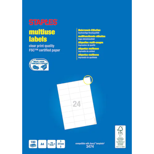 Staples Etikett 70x37mm