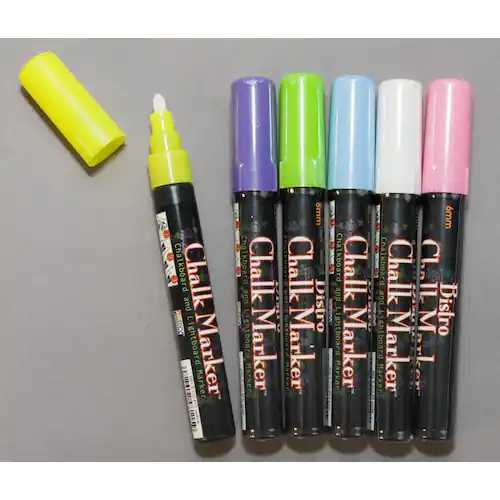 Marvy Märkpenna, Chalk Marker, kulspets, 6 mm linjebredd, olika fluorescerande färger
