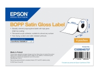 Epson - Biaxialt riktat polypropylen (PP) - blank satin - permanent akrylhäftning - bestruken ovansida - vit - Rulle (20,3 cm x 68 m) 4 rulle (rullar) löpande etiketter - för ColorWorks CW-C6500Ae, CW-C6500Pe