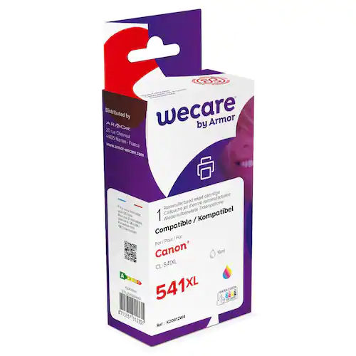 Wecare Återanvänd bläckpatron kompatibel med CANON CL-541XL, 5226B005, 3 färger singelpack