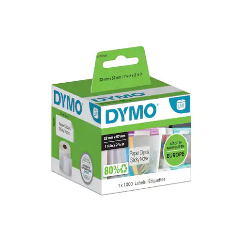 Dymo S0722540 universaletiketter, LW, 57x32 mm svart på vit
