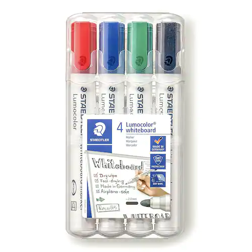 STAEDTLER Lumocolor Whiteboardpenna Lumocolor® 2 mm, olika färger, förpackning med 4
