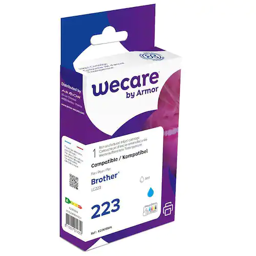 Wecare Återanvänd bläckpatron kompatibel med BROTHER LC223 C, LC223 C, Cyan singelpack
