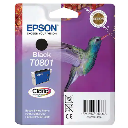 Epson Bläckpatron, T0801, C13T08014010, Hummingbird, Claria Photographic, cyan, singelförpackning