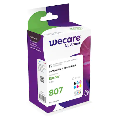 Wecare Bläckpatron, kompatibel med EPSON T0801, T0802, T0803, T0804, T0805, T0806, T0807, svart, Cyan, Magenta, gul, Cyan Photo, Magenta Photo multi
