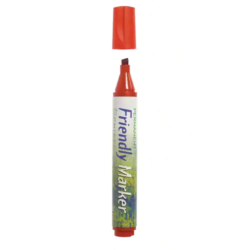 Friendly Permanent märkpenna, mejselformad spets, 2–5 mm linjebredd, röd