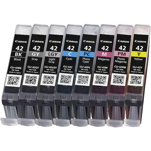 Canon Bläckpatron, CLI-42, ChromaLife100, svart, cyan, gul, ljusgrå, grå, magenta, fotocyan, fotomagenta, multiförpackning, 6384B010