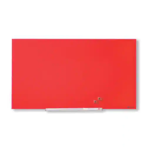 Nobo Whiteboard, Glastavla i widescreenformat, väggmonterad, magnetisk glasyta, 45'', röd