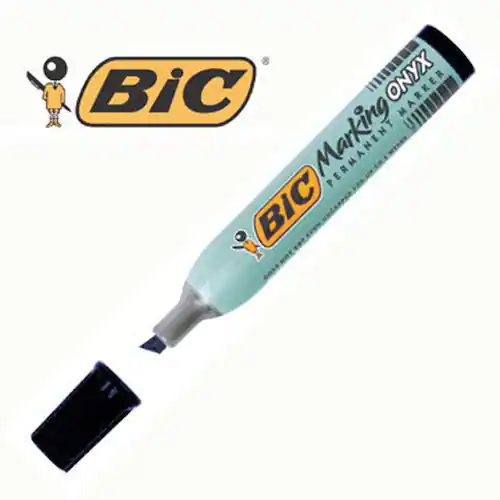 BIC® Marking Onyx 1591, permanent märkpenna, mejselformad spets, 3,5–5,5 mm linjebredd, pennkropp i metall, svart