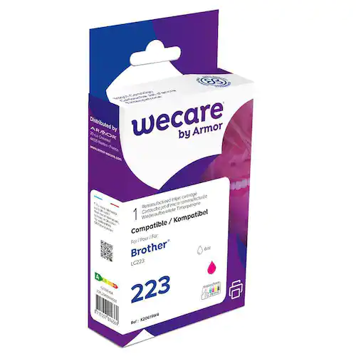 Wecare Återanvänd bläckpatron kompatibel med BROTHER LC223 M, LC223 M, Magenta singelpack