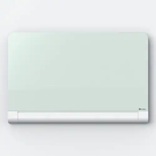 Nobo Whiteboard, Glastavla i widescreenformat, väggmonterad, med rundade hörn, magnetisk glasyta, 85'', klarvit
