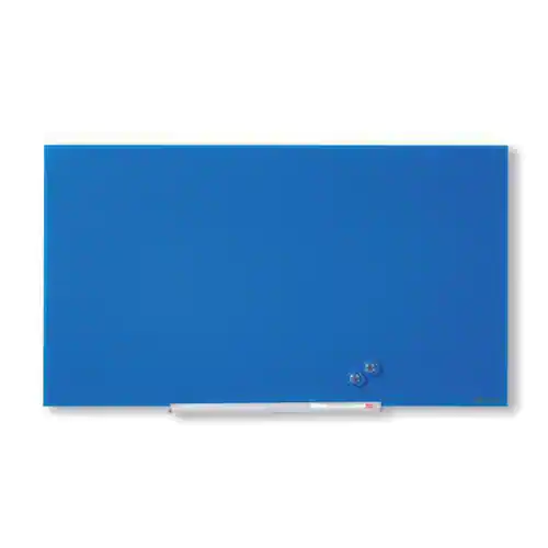 Nobo Whiteboard, Glastavla i widescreenformat, väggmonterad, magnetisk glasyta, 85'', blå