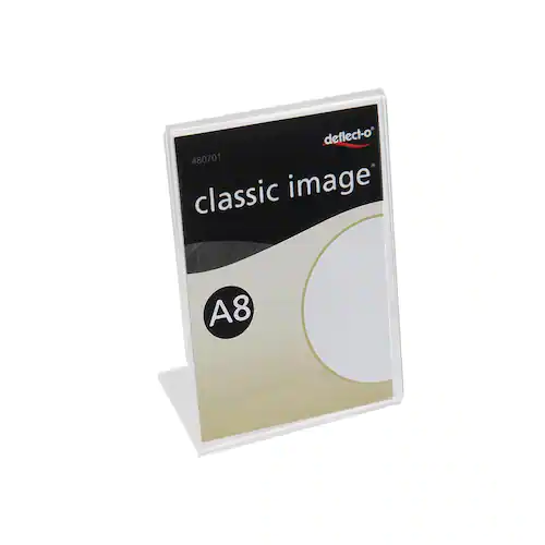 deflecto® Informationsställ acryl A8 lutande