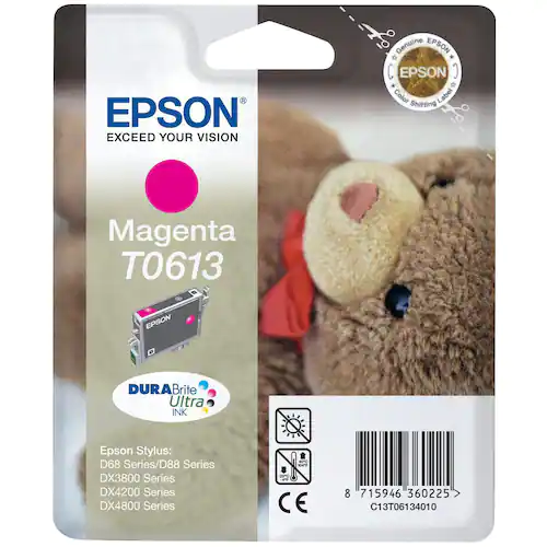 Epson Bläckpatron, T0613, C13T06134010, Teddy, DURABrite Ultra, cyan, singelförpackning