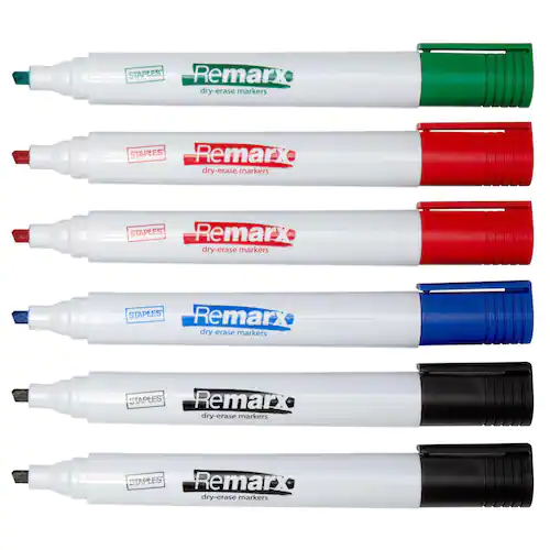 Staples Whiteboardpenna, Remarx™ Dry-Erase, snedskuren spets, 1–5 mm, olika färger