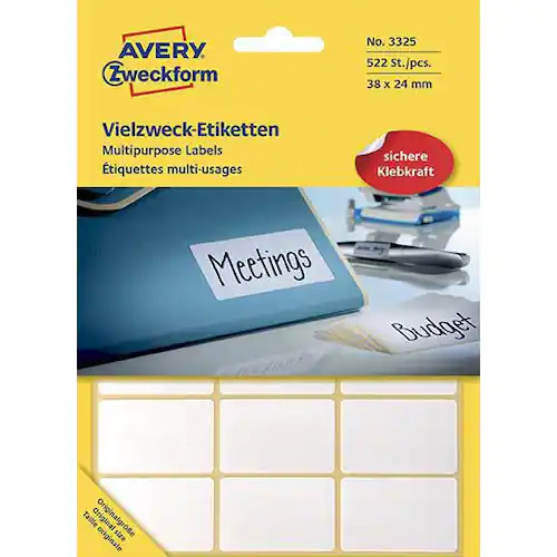 Avery Etikett manuell 24x38 vit