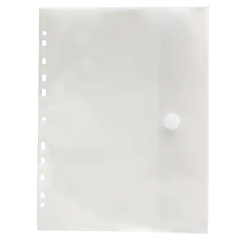 Plastficka, A4, stansad, polypropylen, skrovlig, 11 hål, genomskinlig