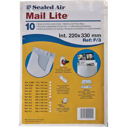 Mail Lite® Bubbelpåse F3 220x330 vit 10/FP