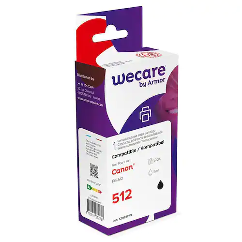 Wecare Återanvänd bläckpatron kompatibel med CANON PG-512, 2969B001, svart singelpack