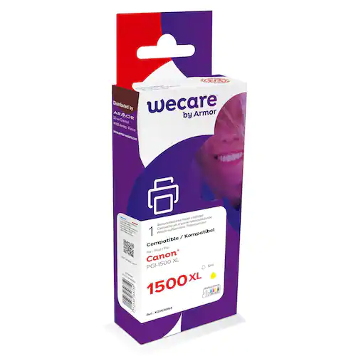 Wecare Återanvänd bläckpatron kompatibel med CANON PGI-1500 XLY, PGi-1500XL Y, gul singelpack