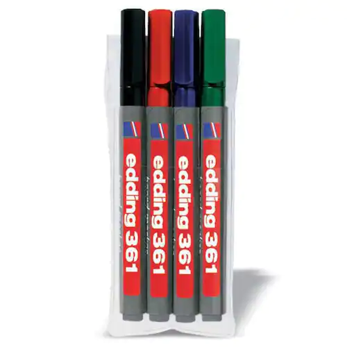edding Whiteboardpenna 361, tunn 1 mm olika färger, svart, röd, blå, grön