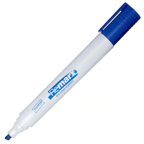 Staples Whiteboardpenna, Remarx™ Dry-Erase, snedskuren spets, 1–5 mm, blå