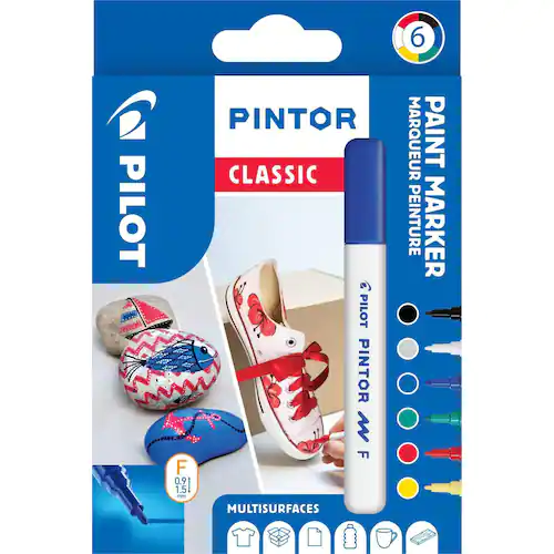 Pilot Märkpenna Pintor Fine spets, 1,0 mm, 6 Färger