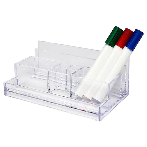 Skrivbordsorganiserare, 8 fack, akrylplast, genomskinlig