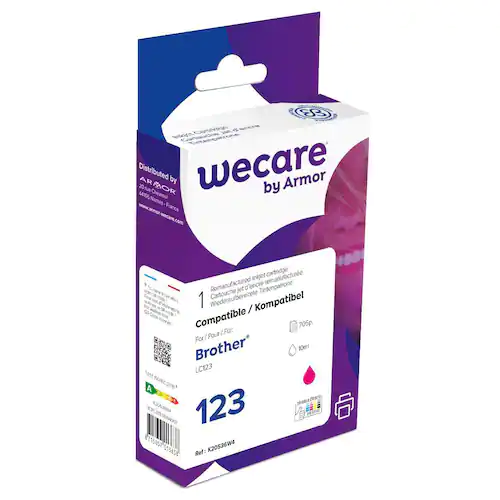 Wecare Återanvänd bläckpatron kompatibel med BROTHER LC123 M, LC123M, magenta singelpack