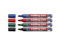 Whiteboardmarkers Edding 250 ass. färger 1,5-3,0 mm - (set med 4)